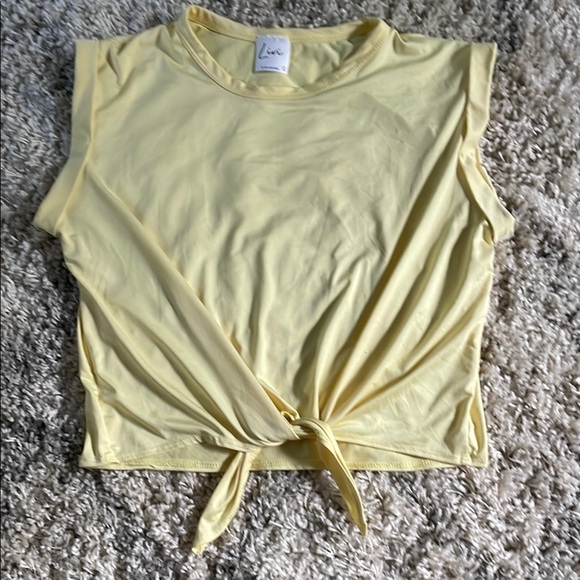Livi Active Yellow Tie Front Sleeveless Crop Top - Picture 1 of 6